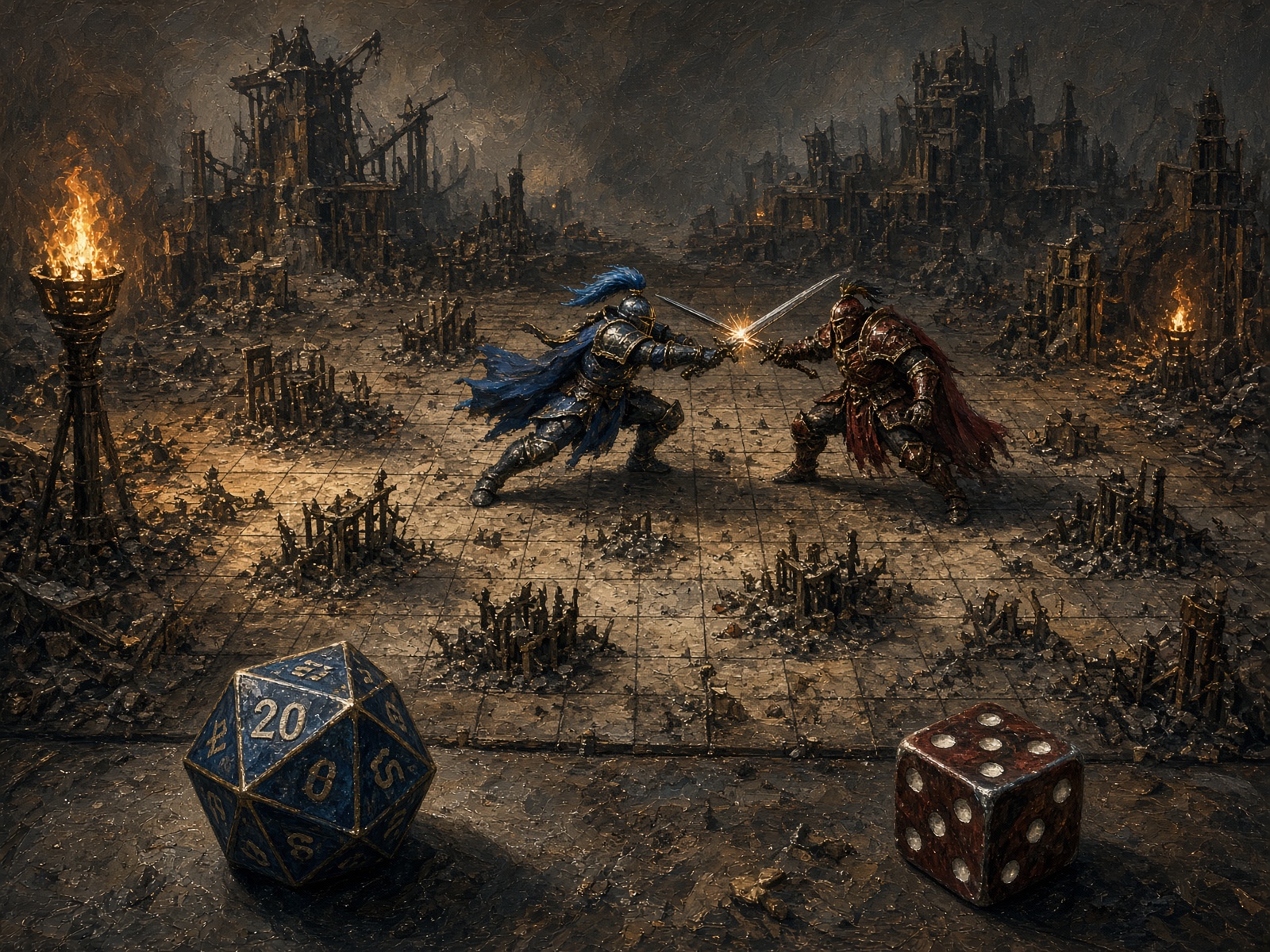 The fight is on the grid. Dice stay in the open. Traditional sequence is intact.